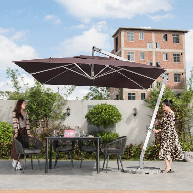 Custom High Quality Square/Round Patio Umbrellas & Bases Foldable Outdoor Furniture for Garden Beach Hotels