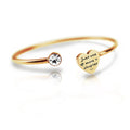 European American Heart-shaped Diamond Open Elastic Bracelets Inspirational Gift Stainless Steel Bangle Bracelet