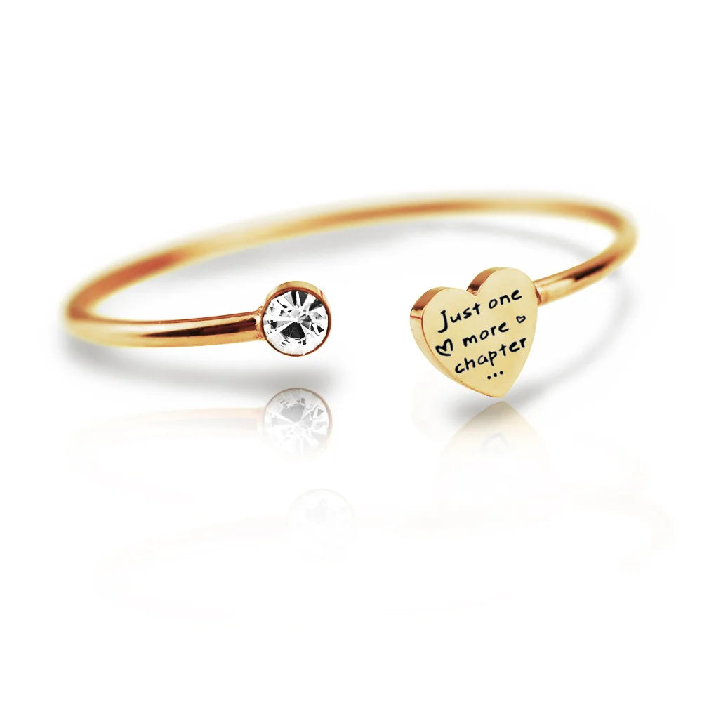European American Heart-shaped Diamond Open Elastic Bracelets Inspirational Gift Stainless Steel Bangle Bracelet