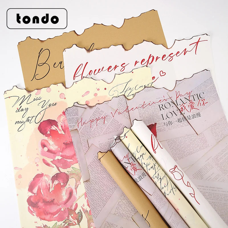 TONDO Ancients Style Wrapping Paper Valentine Day Bouquet Flower Antique Shredded Wrapping Paper
