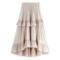 2025 New Style Guangzhou Auyan High-Waisted A-Line Pleated Skirt Vintage Chiffon Cake Skirt with Short Front Long Back Ruffles