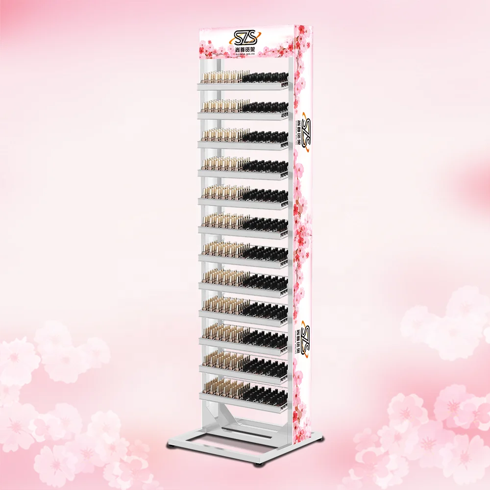 Metal Nail Polish Display Rack 12 Floor Shelf Display Rack Nail Beauty Cosmetics Display Rack Customized Retail Store Shelf