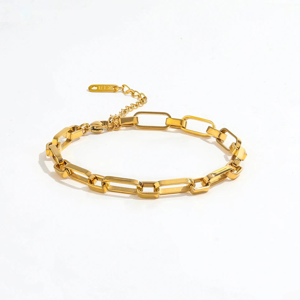 Joolim Stylish Stainless Steel 18K Gold Plated Chain Bracelet Design Jewelry Wholesale