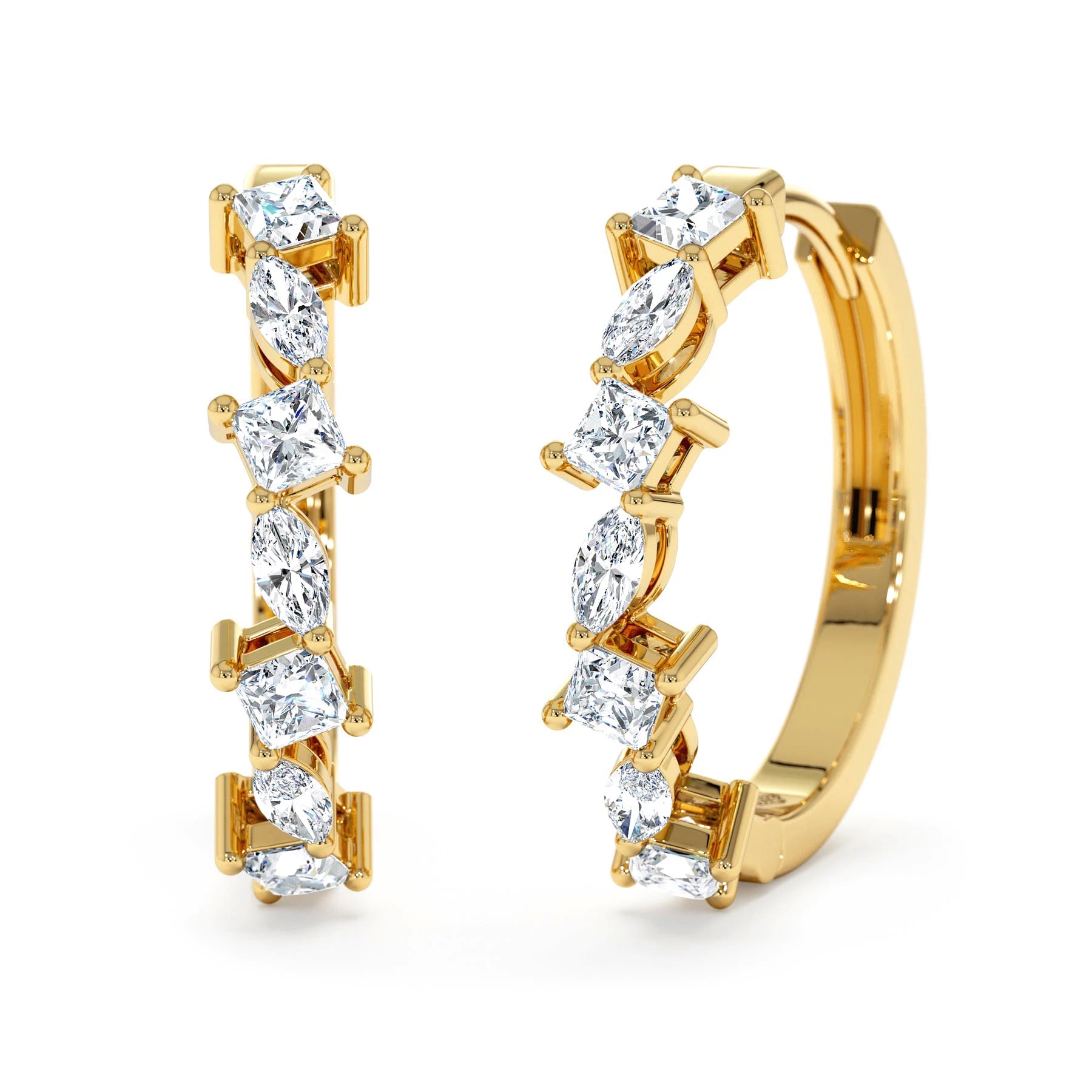 Milskye Cute Jewelry Set for Women Shiny Wedding Fashion Fine for Women 925 Silver 18k Gold Princess Cut Diamond Hoop Earrings
