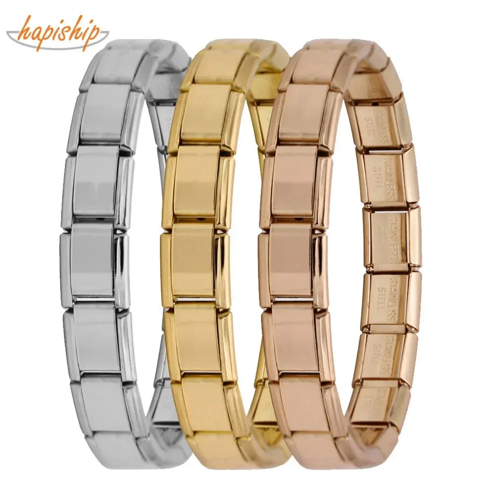 Hapiship Italian Link Charm Bracelet Silver Gold Stainless Steel Italian Charm Bracelet Wholesale