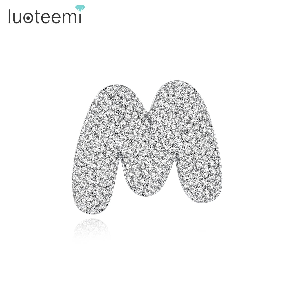 LUOTEEMI Hip Hop Jewelry Boy Designer Luxury Pin Letter Zircon Bling Jewellery New Lady Brooch for Man