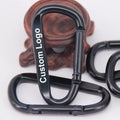 Wholesale Electrolytic Treatment Black Aluminum Metal Custom Logo D-Ring Flat Carabiner Clips with OEM Engraved Keychain