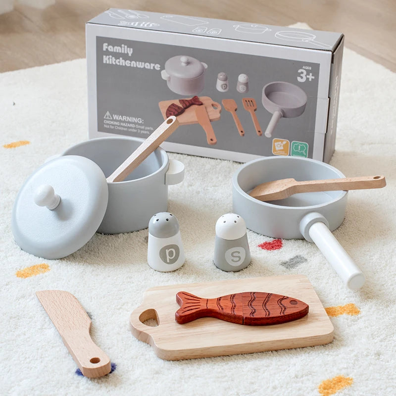 Montessori Simulation Tableware Set Cognitive Cooking Games Pretend Play Educational Mini Kitchen Toys for Kids Boys Girls