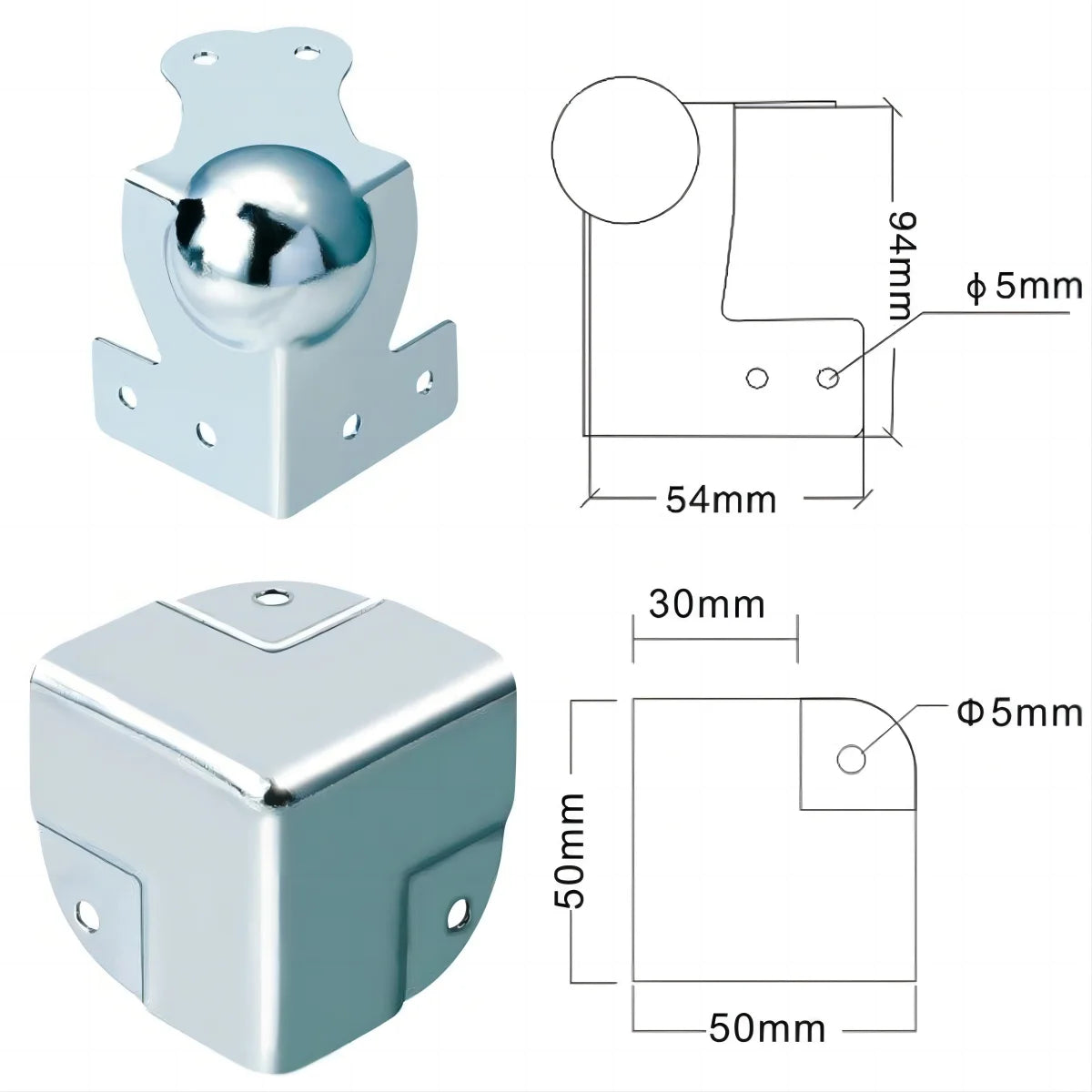 Flight Case Parts Hardware Corner Protector Decorative Metal Ball Style Corner Bracket Protector Triangle Reinforcing Brackets