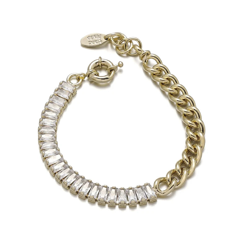 New Design Cubic Zircon Chain Bracelet Fashion Hip Hop Trendy Charm Bracelet Jewelry for Women