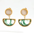 New Trendy Earring 18K Gold Plated Chinese Style Natural Resin Opal Stud Earring Wholesale Stainless Steel for Women N/A
