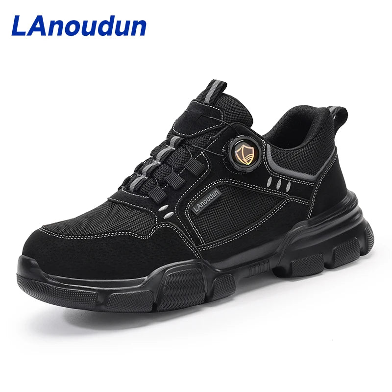 GUYISA Work Boots Steel Wire Fabric Mesh Upper Safety Shoes with Rubber and Plastic Outsole for Outdoor Use