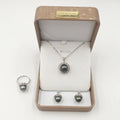 High Quality Top Fashion Nature Tahiti Sea Salt Pearl Jewelry Set With 925 Silver in Gold Color.nature Black Pearl Color MegaBDM