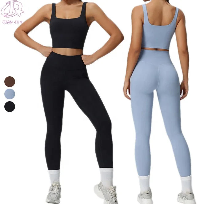 2025 New Fashion Brand Yoga Suit Plus Size Gym Yoga 2-Piece Suit Tight Fitting Active Wear
