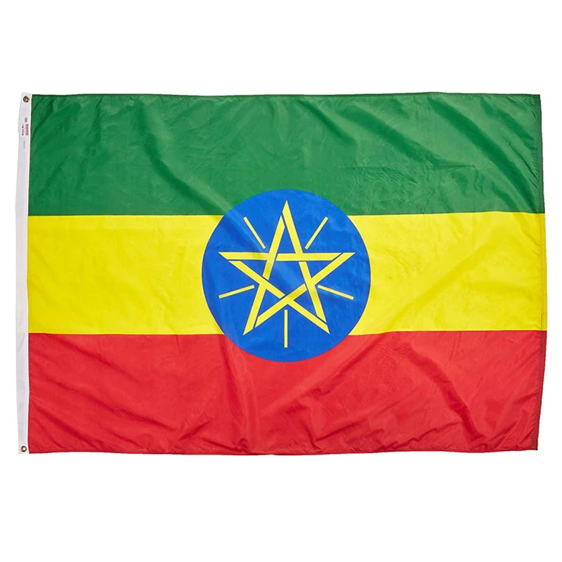 Promotional Product 3x5ft 100%Polyester Outdoor Decoration Double-sided Printing Custom Ethiopia Flag