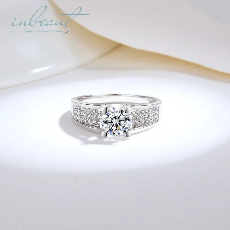 Silver 925 Original 3 Carat Brilliant Cut Diamond Test Past D Color Moissanite Cow Head Ring for Women Real Gemstone Jewelry