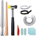 11 Pieces of American and British Ring Mandrel Sets Size 1-13 with Half Ring Size Measuring Instrument Jewelry Hammer