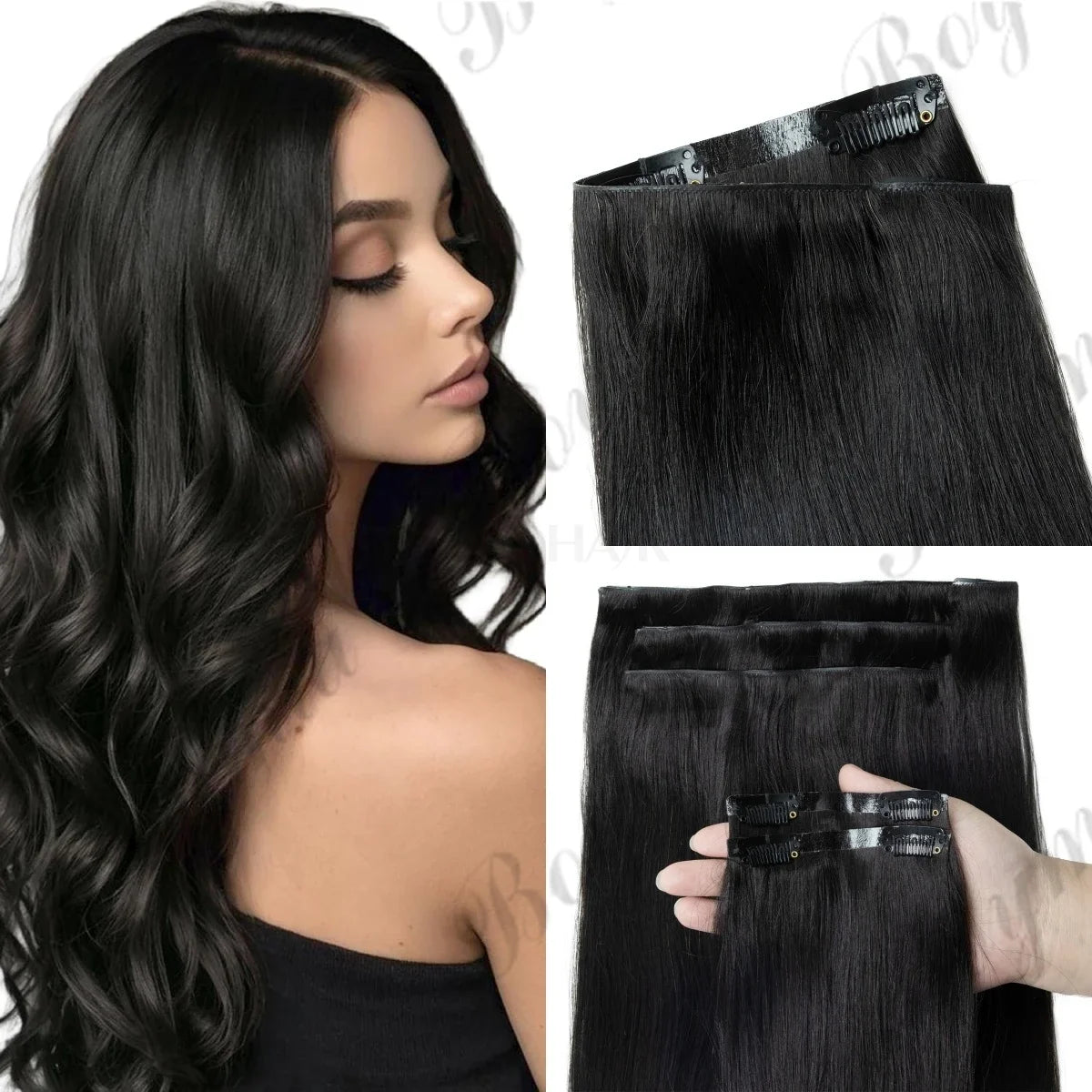 Invisible PU Clip Remy Chinese Hair Extension Seamless Tape Weft Thin Soft 7Pcs/set 12-24inch 100G/120G Boymia CPU