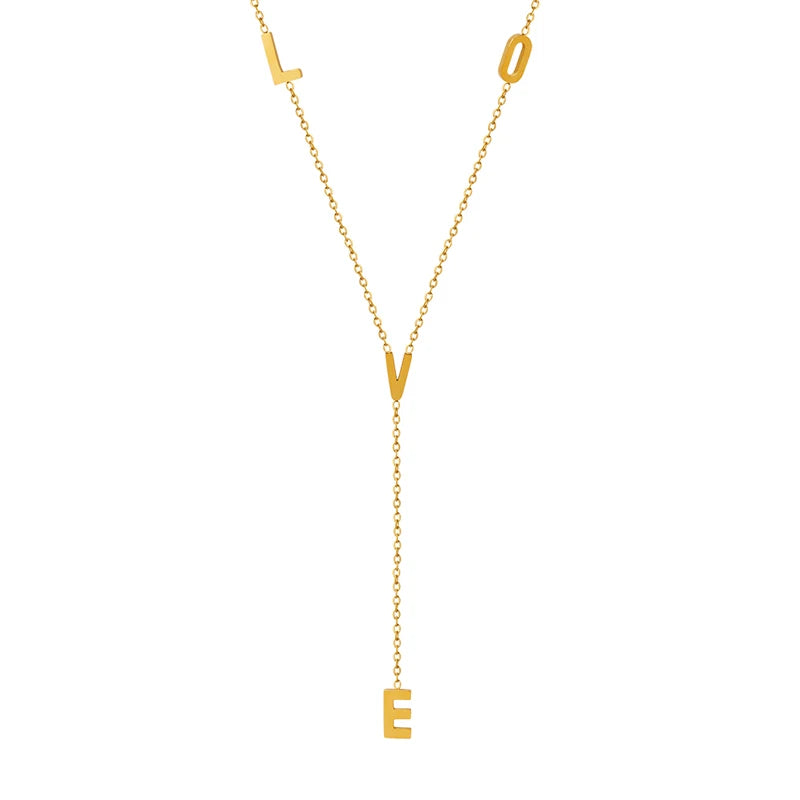 Hot Selling Fashionable Jewelry Romantic Letter Pendant Necklace New Stainless Steel Necklace Sweater Chain