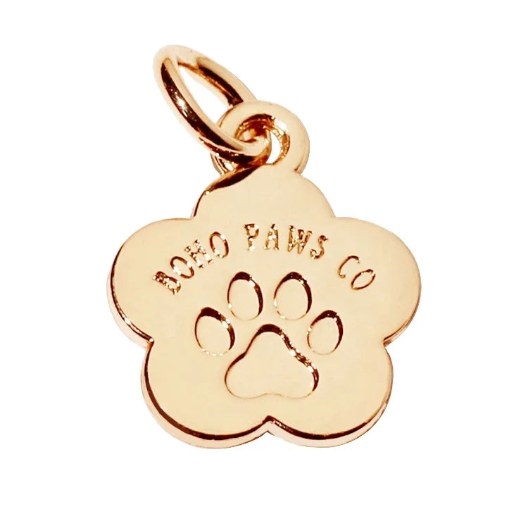 Promotion Cute Pet Paw logo Flower Charms Gold Color Collar Leash Engraving Pendant for Jewelry Fitting