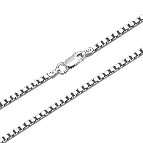 0.6mm 1mm 2mm Box Chain Necklace Sterling Silver 925 Necklace Women Fine Jewelry