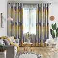 Nordic Style Geometric Print Window Drapes Grey Yellow Fashion Color Blackout Curtain Ready Made for Living Room Bedroom