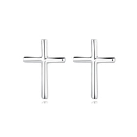 Factory Wholesale Hypoallergenic 925 Sterling Silver Religious Jesus Cross Shape Stud Earrings for Women Jewelry