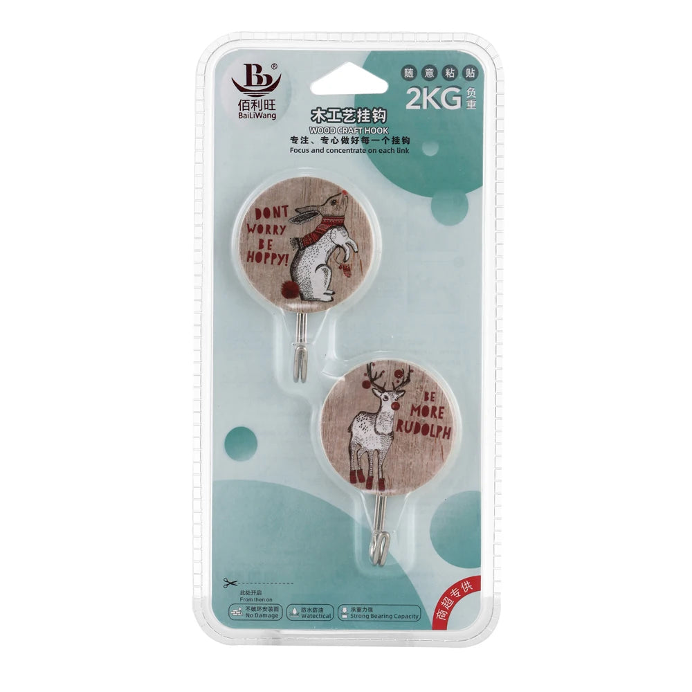 RTS Creative Wood Homeware Recycled Resin Ceramic Tile Smooth Mini Hooks Self-Adhesive Door and Window Decorative Hooks