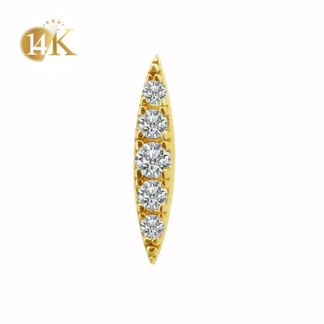Custom 14 Karat Solid Gold Claw Setting Cute Gender-Neutral Threadless Labret Body Ear Piercing Children's Weddings Engagements