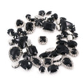 HFOUR Bag 50 Mixed Size 3D Glass Black Claw Diamond Crystal Buckles Loose Sew-On Technique 10 Facets Flatback Rhinestones