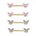 Gaby 316L Surgical Steel Stainless Steel Chest Piercing CZ Dragonfly Shape Nipple Ring Animal Nipple Jewelry