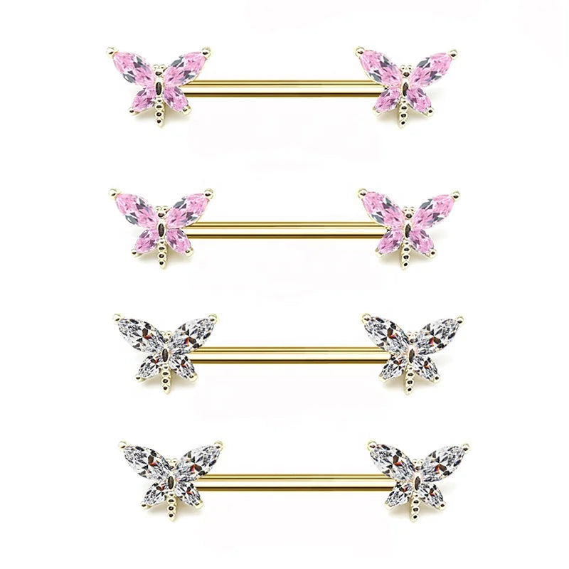 Gaby 316L Surgical Steel Stainless Steel Chest Piercing CZ Dragonfly Shape Nipple Ring Animal Nipple Jewelry