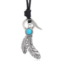 Feather Pendant Leather Rope Chain Necklace Fashionable Rope Chain Jewelry
