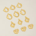 18K Gold Plated Brass square Charms for Jewelry Making Geometric Pendant Zircon Inlaid Round Heart-shaped Pendant