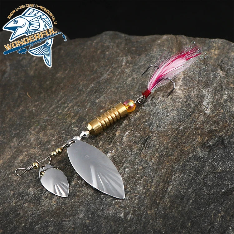 100mm 7g 10g Metal Noise Paillette Pinner Spoon Sequins Spinner Bait With Feather Hook
