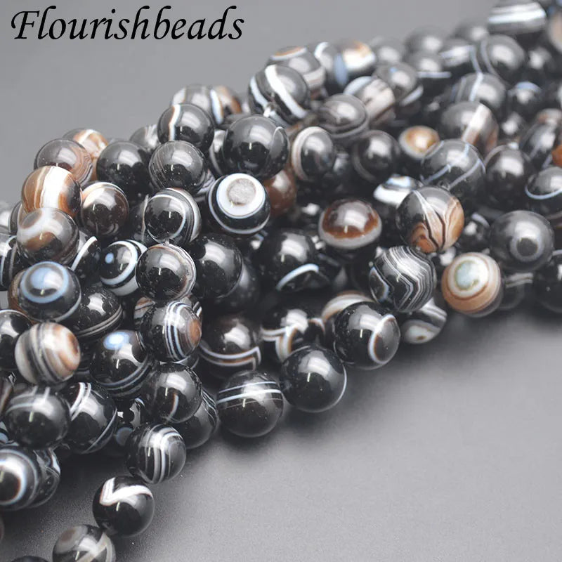 Wholesale Good Quality Natural Black Eye Agate Round Shape Fashion Loose Beads for Jewelry Women Men Necklace Bracelet Making
