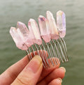HZ Bridal Raw Crystal Hair Comb Quartz Tiara Wedding Crystal Comb Mermaid Hair Accessory for Her