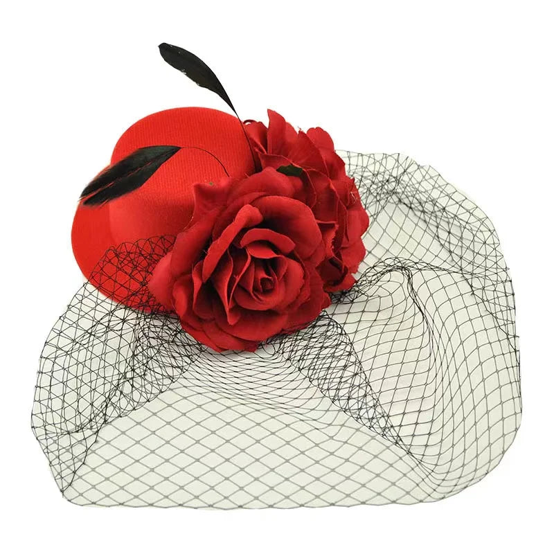 Vintage Elegant Design Big Rose Headband Christmas Classy Bridal Church Hats Wedding Fascinator Hats for Ladies
