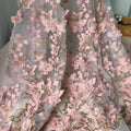 High-End 3D Pink Butterfly Applique Lace Fabric Embroidery Net Fabric