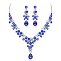 Elegant Blue Dropshipping Rhinestone Earrings Wedding Suit Bridal Necklace Sets