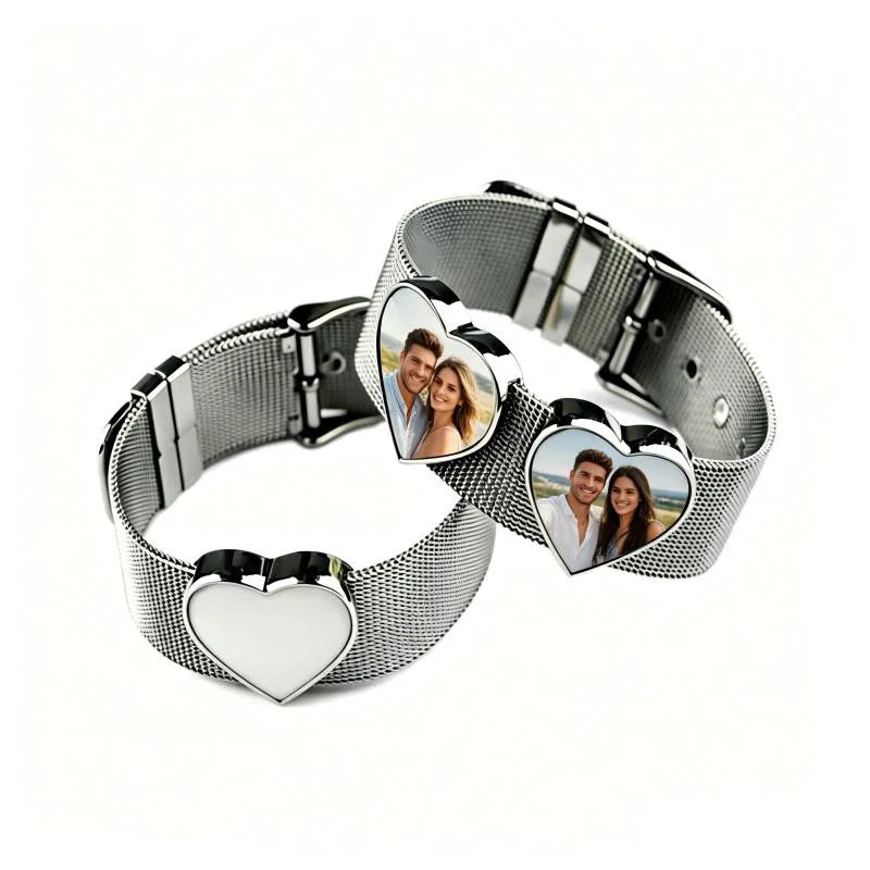 Sublimation Blanks Heart Bracelets Heat Transfer Blank with Metal for DIY Jewelry Making