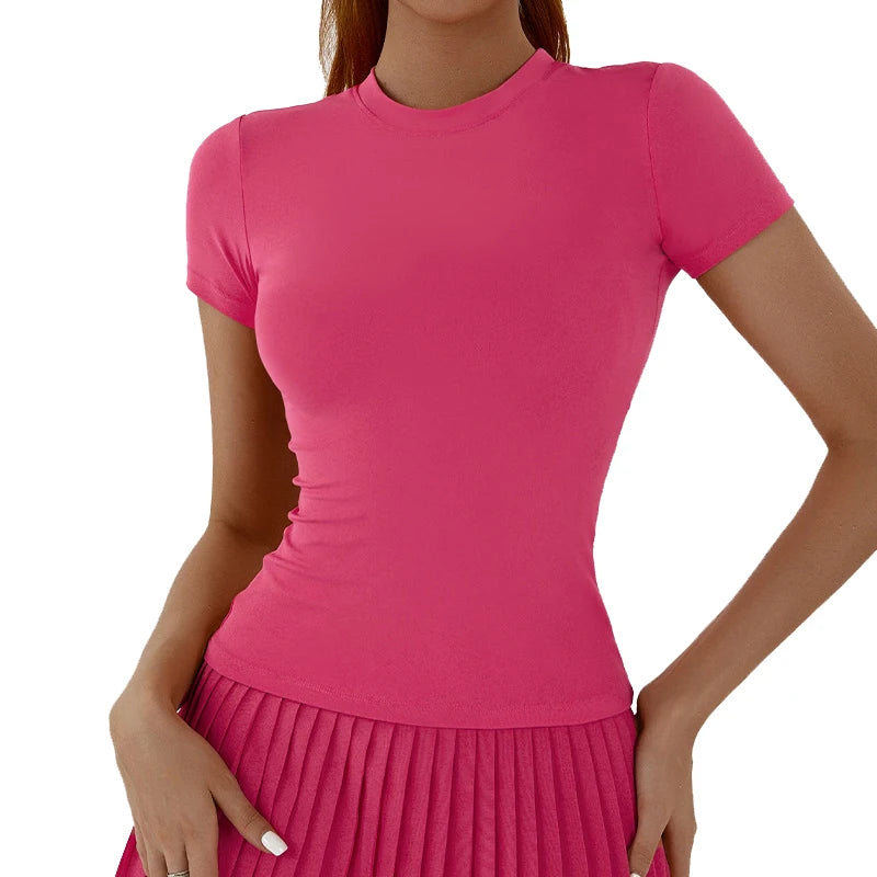 Women's Essential Fitness T-Shirt Short Sleeve Compression Quick Dry Stretchy Smart Fabric Plus Size Custom Logo Sport Style