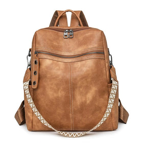 0901 Four Colors Custom Wholesale High College PU Leather Trend Female Ladies Girls Women Fashion Backpack