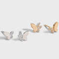 Fashion Gold Plated Sterling Silver Butterfly Stud Earrings Bling S925 Silver Cz Butterfly Earring for Girl