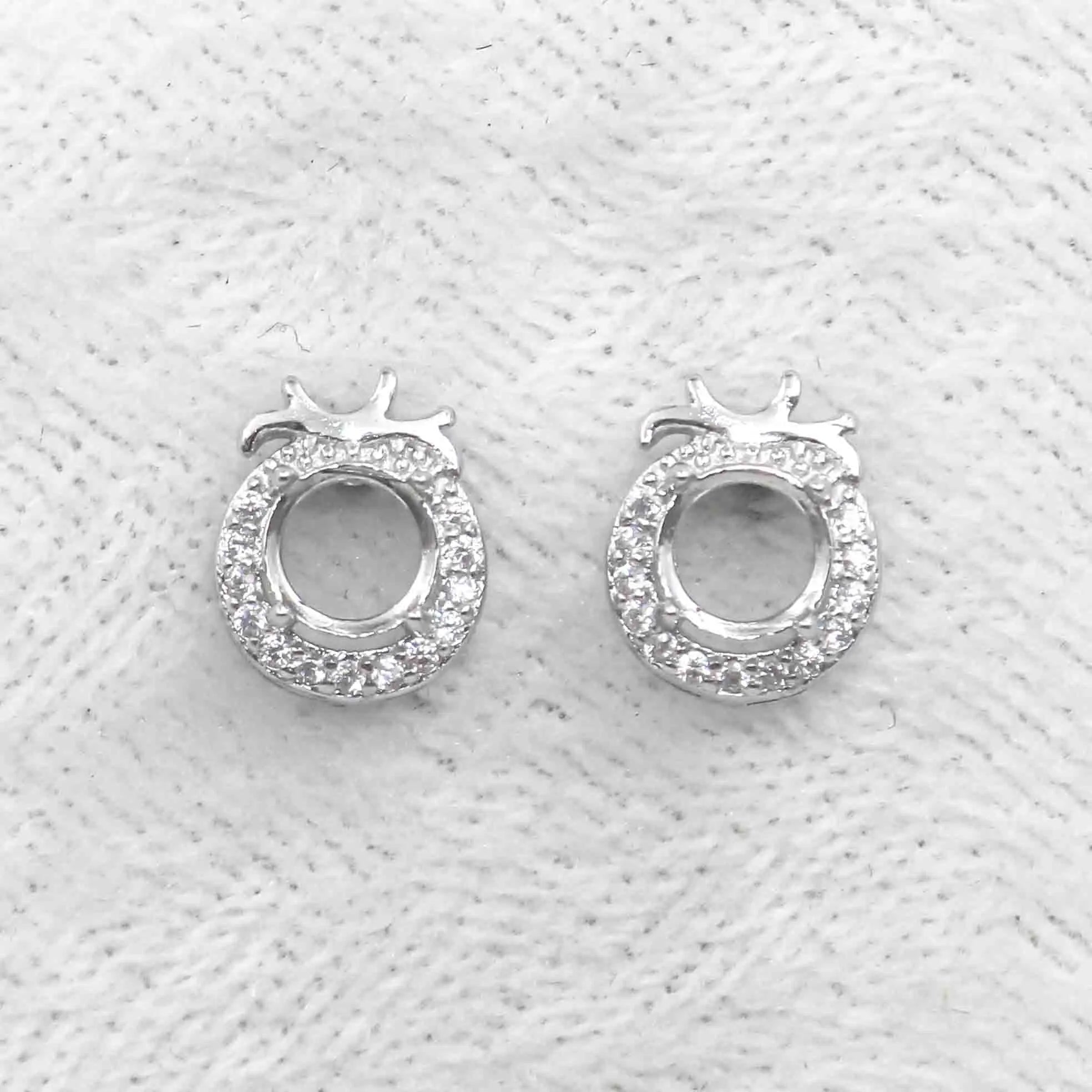 Sterling Silver 5*5mm Semi Mount Stud Earrings Empty Support Blank Claws Setting S925 Base Without Center Stone for DIY Inlay