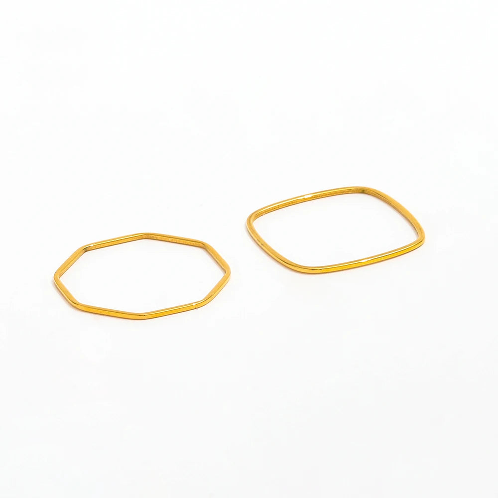 Joolim High End PVD 18K Gold Plated Dainty Octangle Square Rings for Women Finger Ring