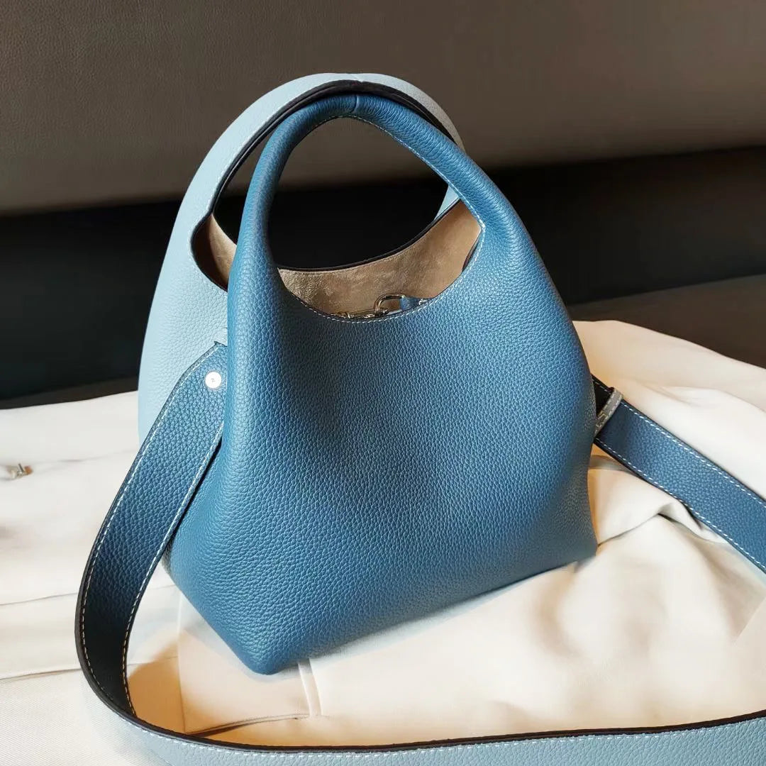 Andong Leather Handbags for Women Genuine Cow Leather  Bucket Bags Fashion Female Crossbody Shoulder Bag 83070