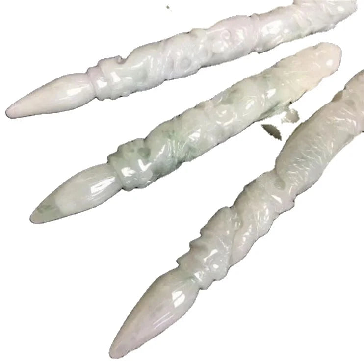 Jadeite Type a Myanmar Jadeite  Dragon Column Writing Brush Ornaments Jade Pendant Pendant Jade Handicraft Factory Wholesale
