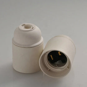 E27 Pendant Lamp Holder Plastic White 10mm Threaded Light Socket Shade Rings ES Edison Screw Plain Thermoplastic Lampholder