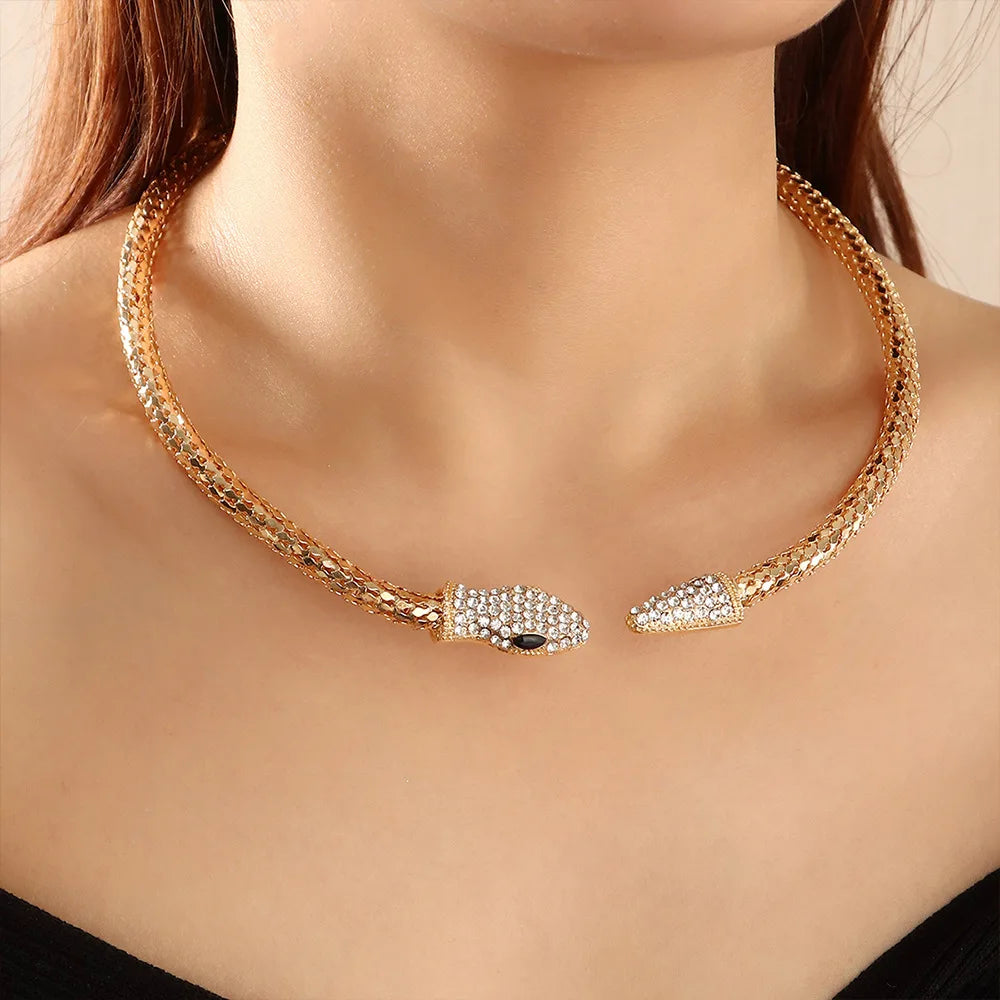 Serpentine Collar Collar Chain Adjustable Creative Serpentine Necklace for Women Hip Hop Exaggerated Necklace Accessories